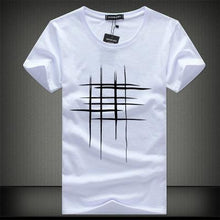Load image into Gallery viewer, SWENEARO 2018 Simple creative design line cross Print cotton T Shirts Men's New Arrival Summer Style Short Sleeve Men t-shirt