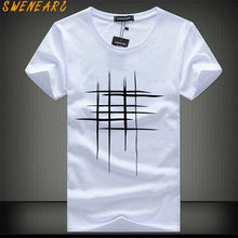 Load image into Gallery viewer, SWENEARO 2018 Simple creative design line cross Print cotton T Shirts Men's New Arrival Summer Style Short Sleeve Men t-shirt